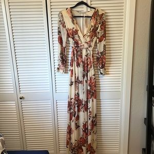NWT Chiffon Long Sleve Fall Floral Maxi